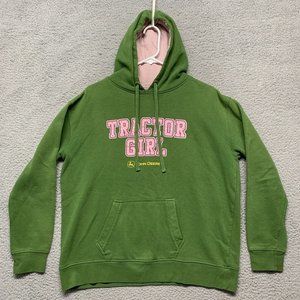 Women's John Deere Tractor Girl Pullover Sweatshirt Green Pink Letters Sz Large